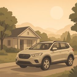 Trygg parkert bil foran hus som symboliserer ro i hverdagen